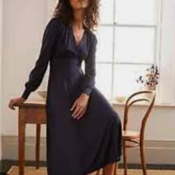 Boden Navy Blue Jersey Polka Dot Size 8 Petite - Picture 1 of 8